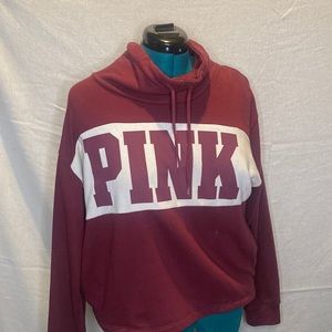 Burgundy Swoop neck PINK sweater
